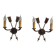 French Vintage Bronze Empire Arrow & Quiver Criss Cross Double Wall Sconces