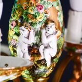 Manila, large size 12 light Italian vintage ceramic chandelier, 1960