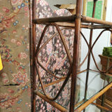 Rattan bookcase shelf - and glass - vintage