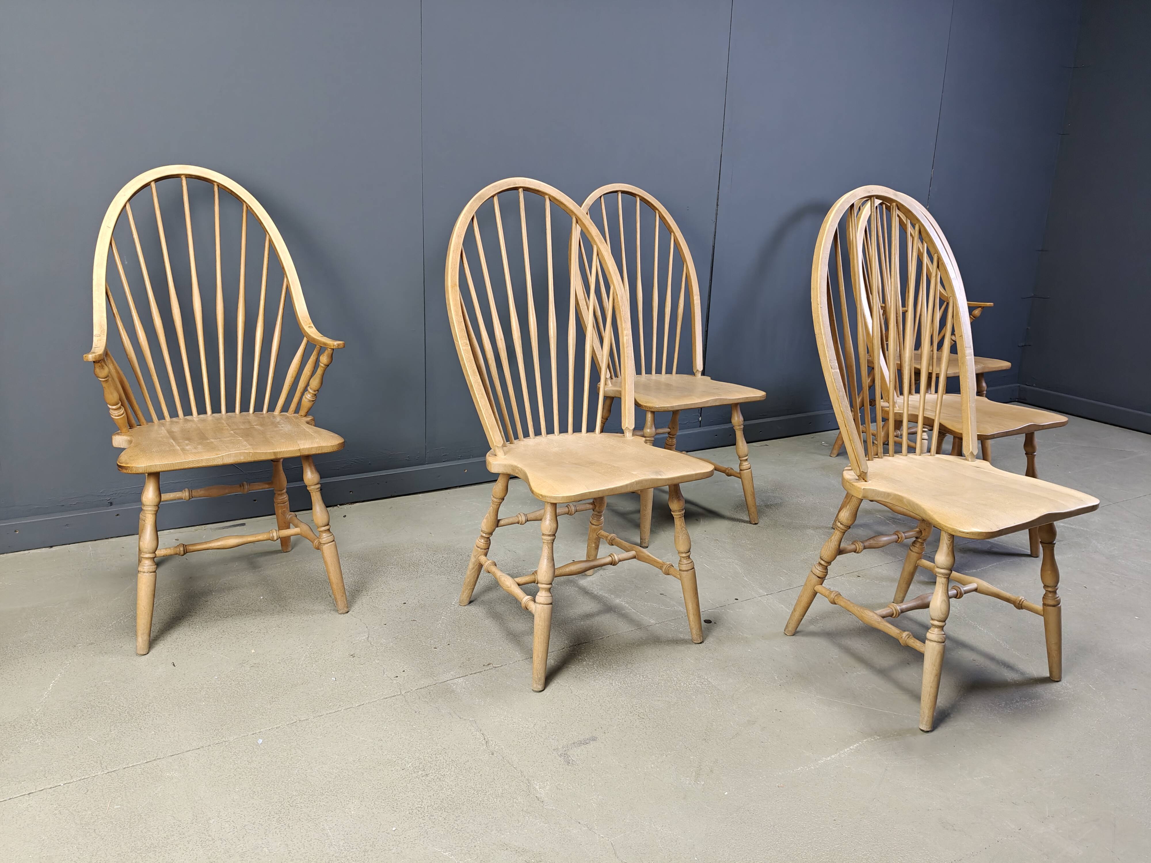 Vintage Windsor Style Dining Chairs, 1960s - Set of 6