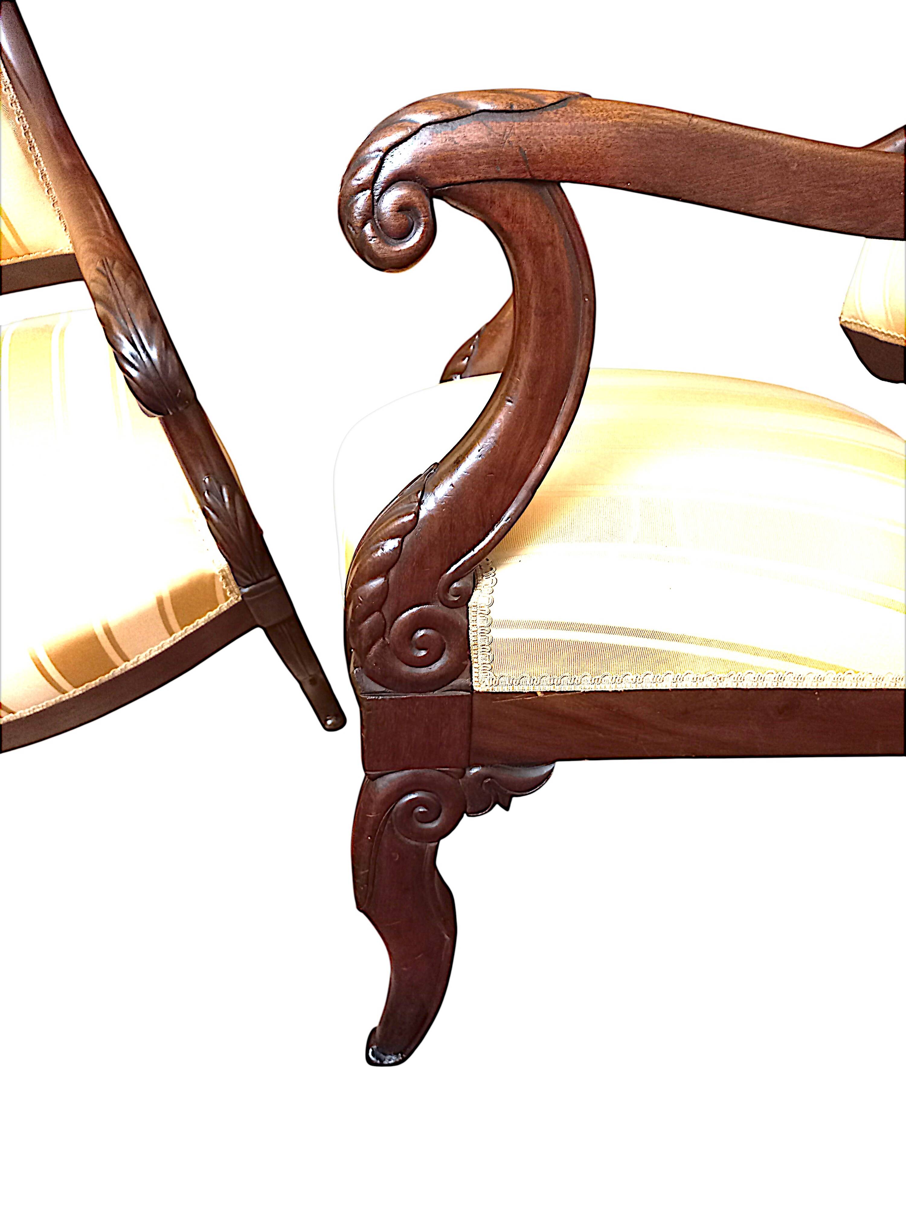 Pair of early 19th century mahogany armchairs