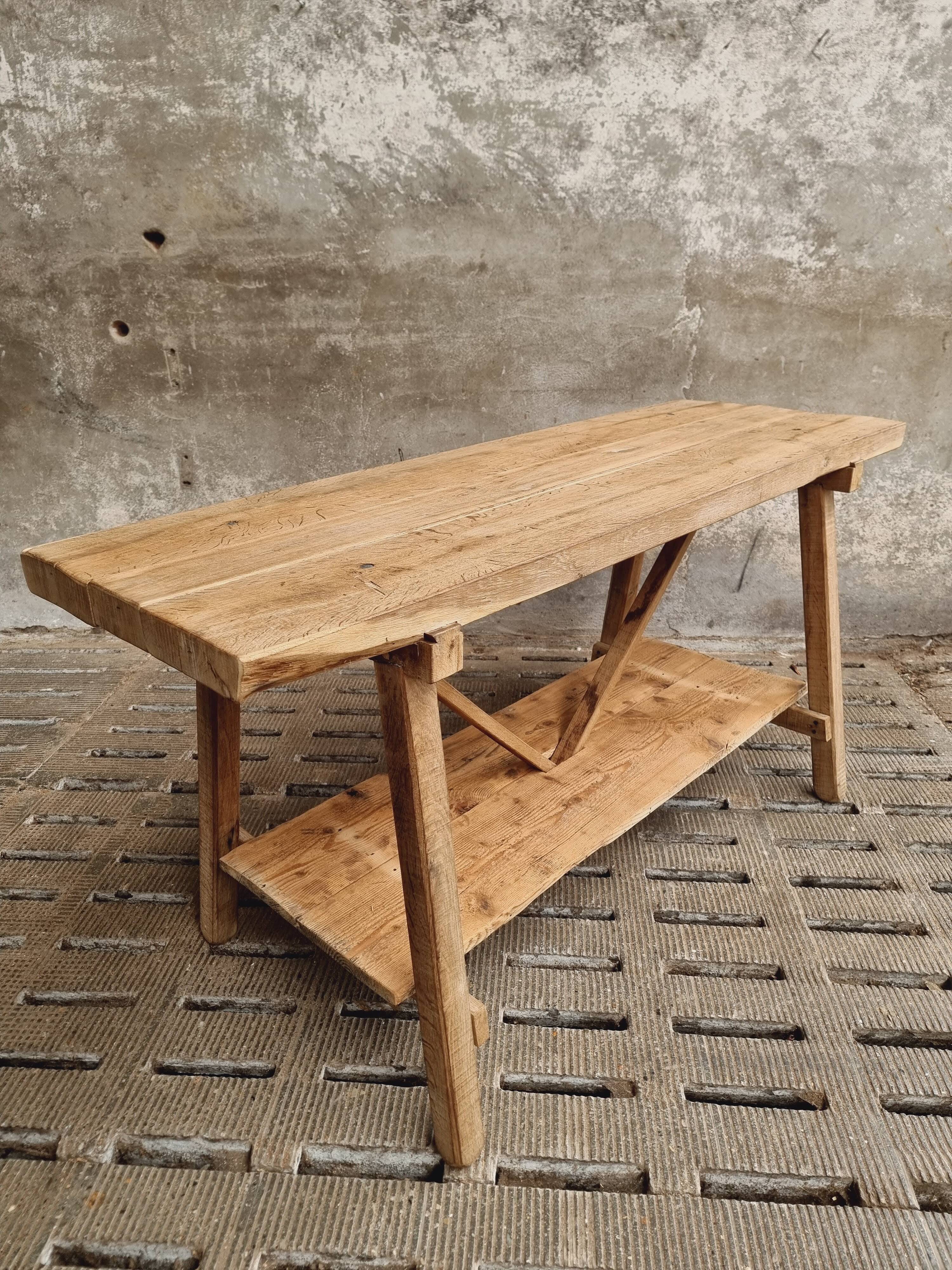 Old work table kitchen island bar table oak