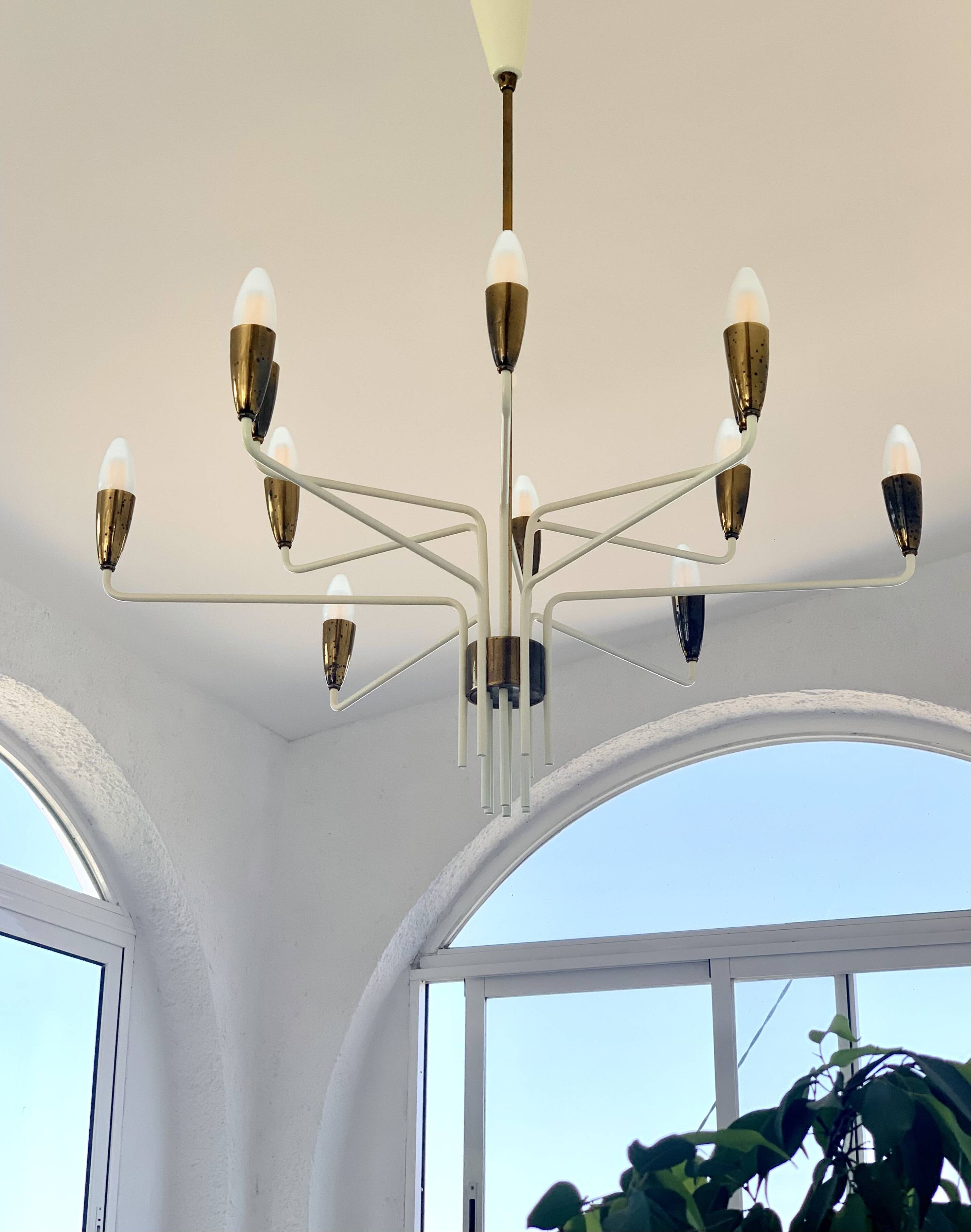 Chandelier 12 arms attributed to Stilnovo,1950
