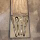 Silver dessert serving cutlery with minerva stamp original box