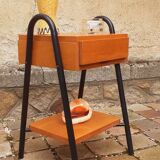 Bedside table, vintage 1950s oak side table