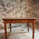 French vintage dining/desk table – oak and walnut – marble top – 1960s writing table with drawer