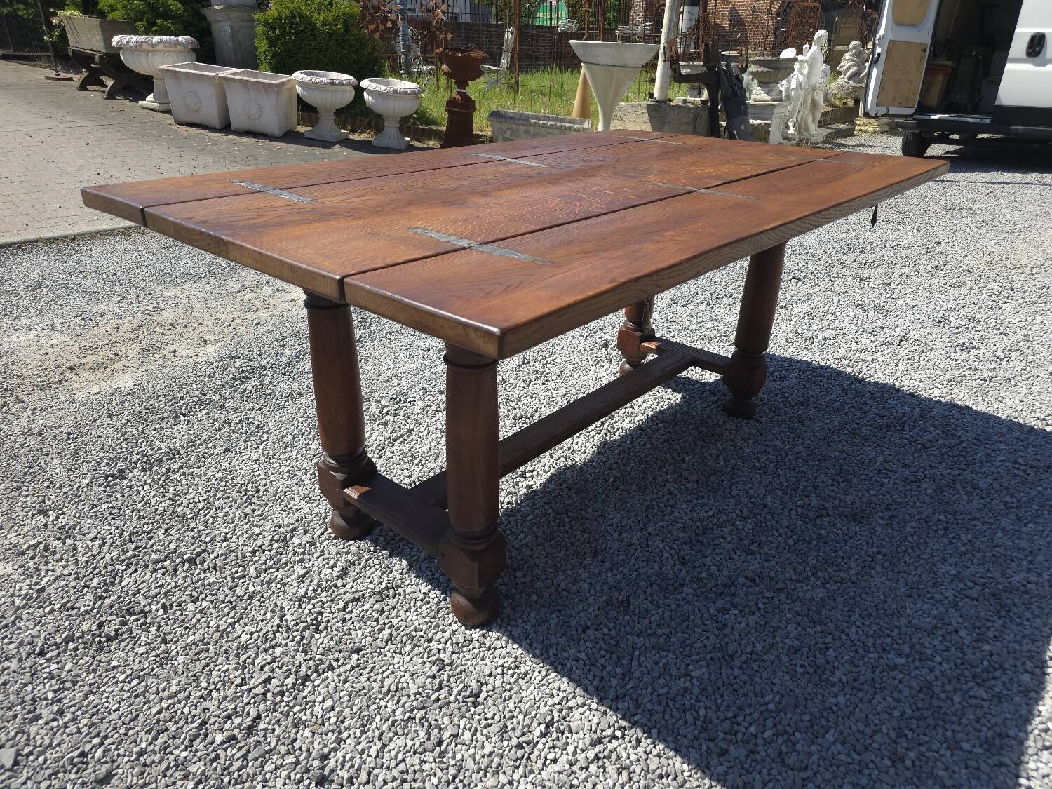 Table de ferme en chêne avec abattants