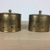 2 golden brass jewelry boxes