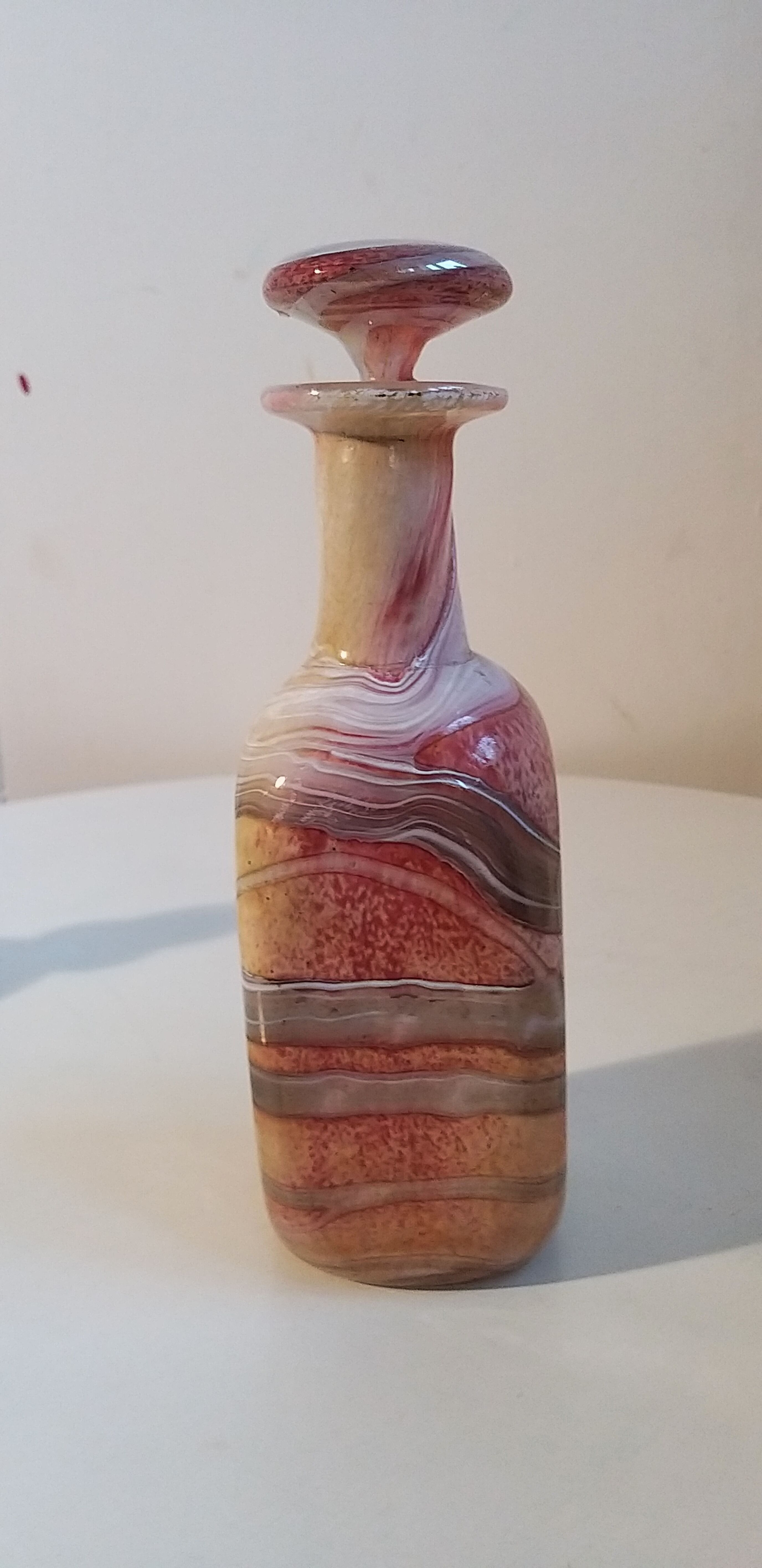 Murano's hand-blown glass carafe multilayered with its cap. 1960/1970.