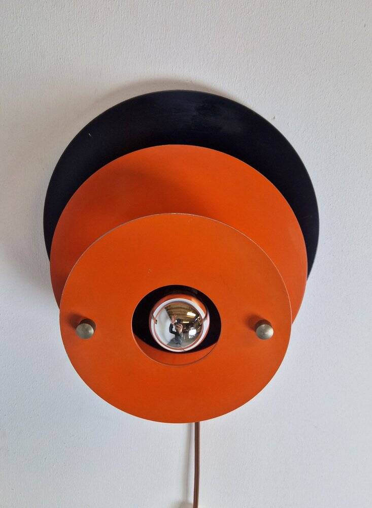 Mid-Century Metal Discus Wall Lamp attributed to Herda, 1960s