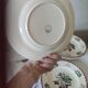 Set of 5 flat plates, signed Longwy.