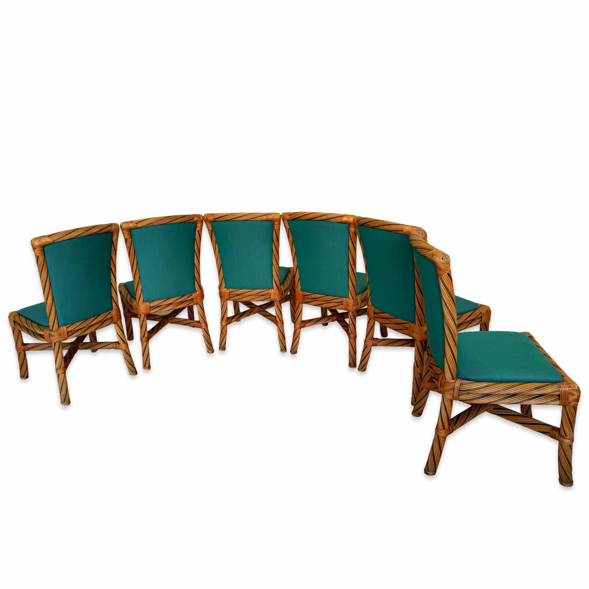 Set of six vintage bamboo and rattan dining chairs