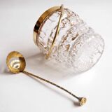 Crystal ice bucket and golden ladle