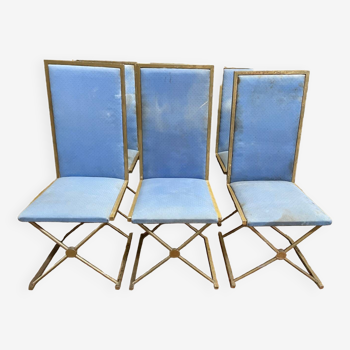 Set of 6 stainless steel chairs 1970