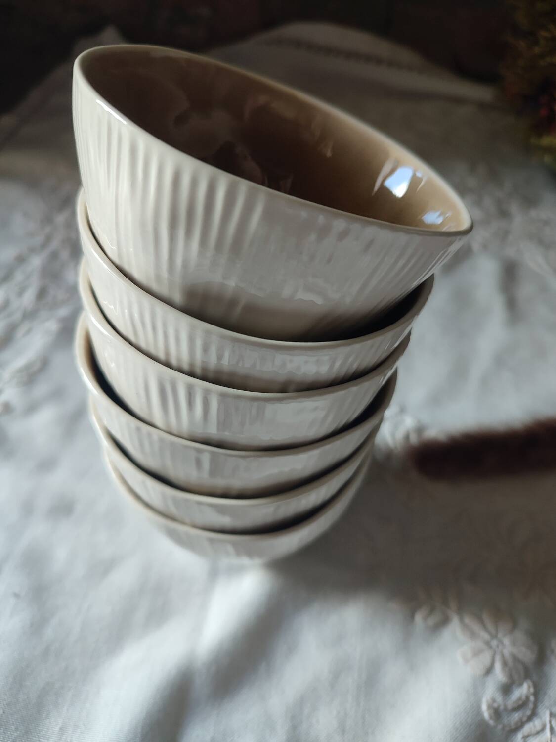 Set of 6 fungus-style glazed ceramic glasses