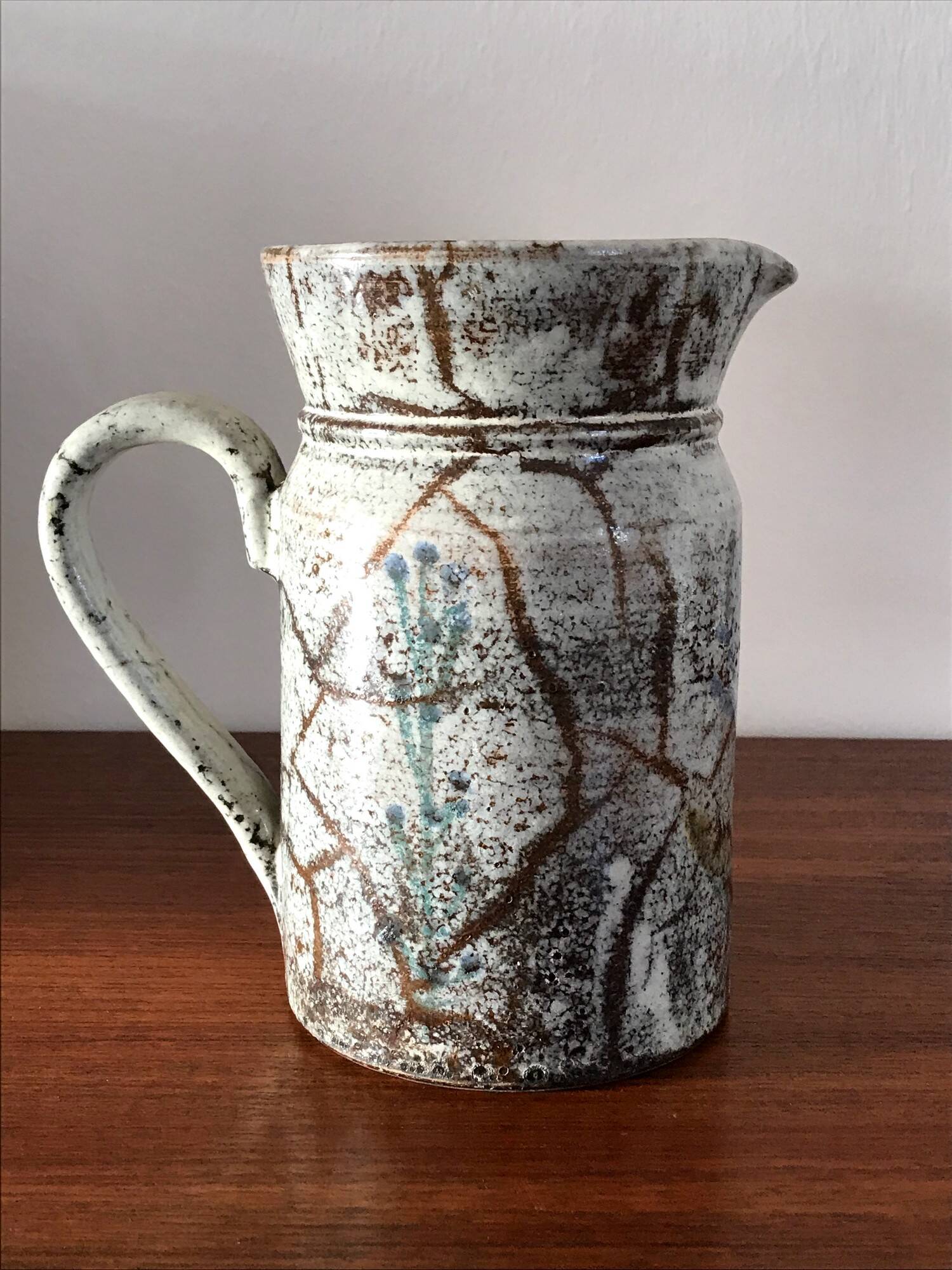 Ceramic pitcher by Gustave Reynaud workshop Le Murier Vallauris 60s vintage