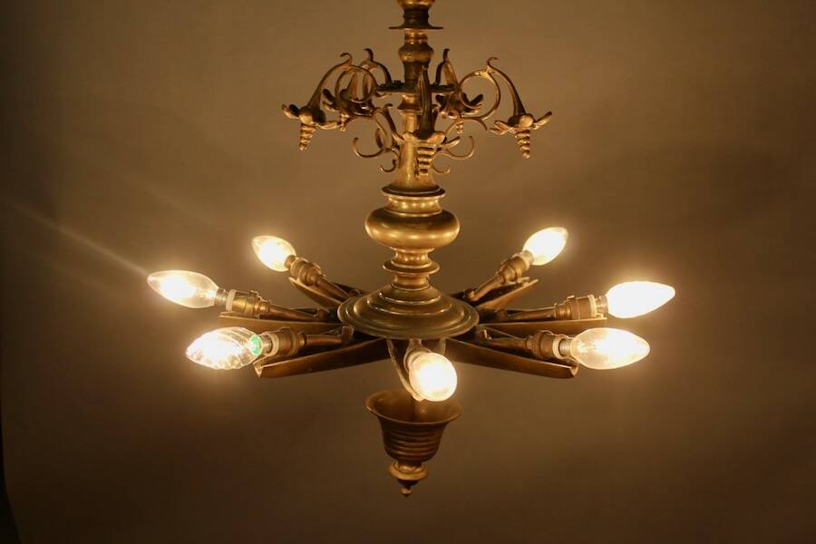 19th Century Bronze Synagogue Chandelier