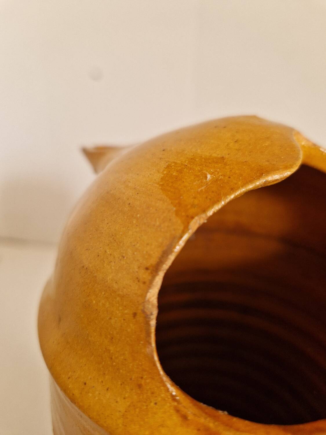 Antique Folk Art Glazed Terracotta Pitcher