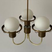 Suspended lamp with 3 glass balls and brass frame, Germany, 1960s