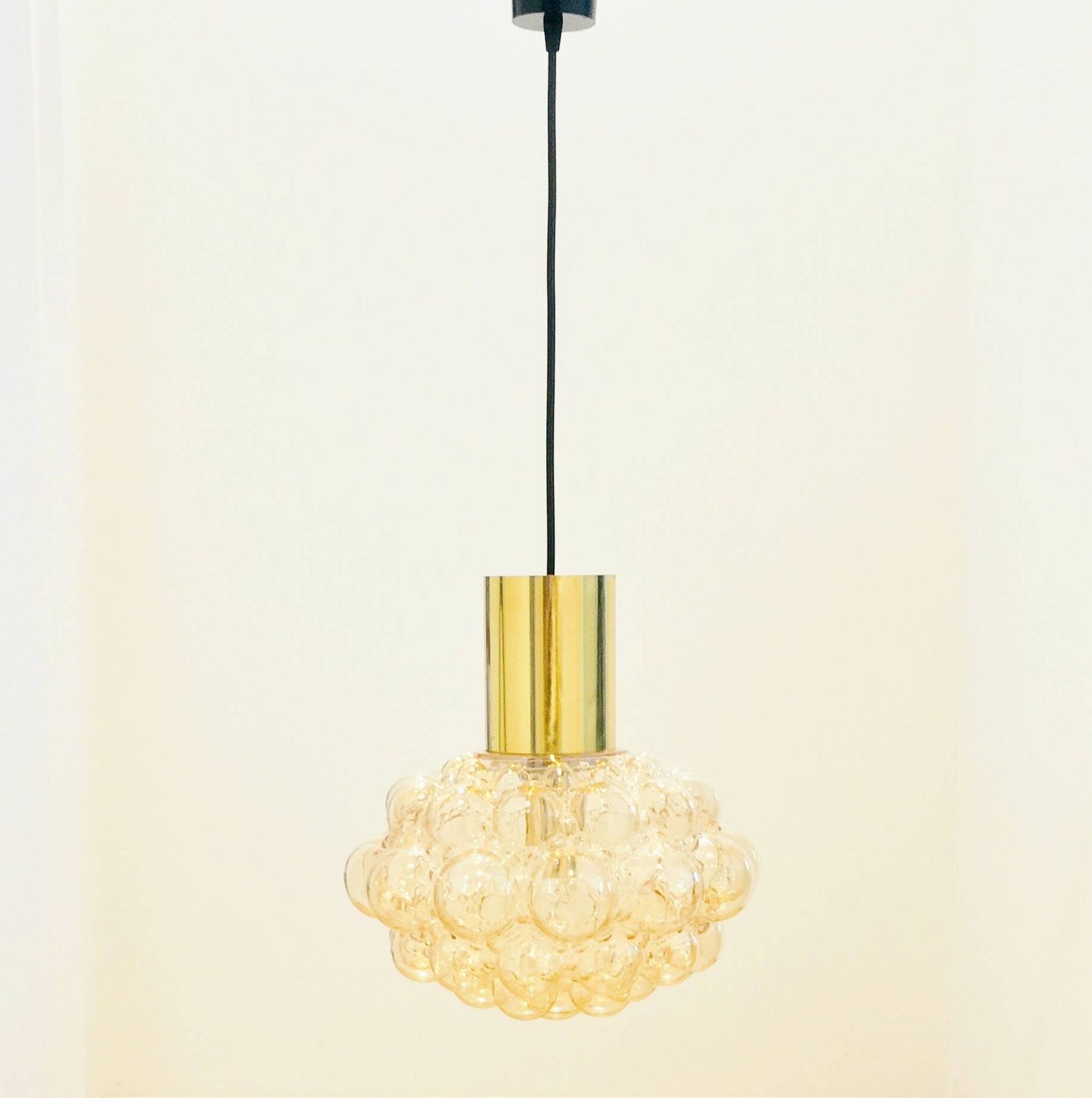 Large Mid-Century Amber Bubble Glass Ceiling Light by Helena Tynell for Limburg, Germany, 1960s
