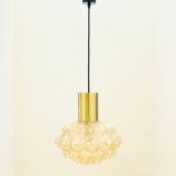 Large Mid-Century Amber Bubble Glass Ceiling Light by Helena Tynell for Limburg, Germany, 1960s