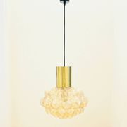 Large Mid-Century Amber Bubble Glass Ceiling Light by Helena Tynell for Limburg, Germany, 1960s