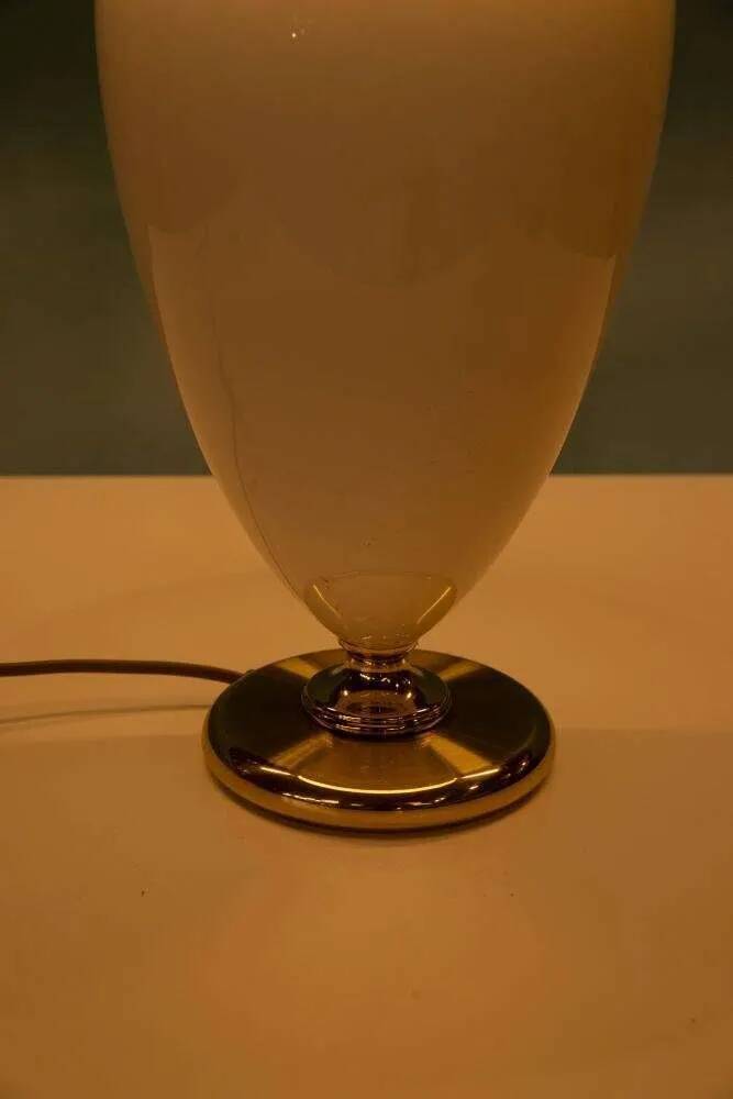 Lampe de chevet bohémienne années 70, vintage en faïence & laiton