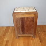 Antique 1930s bedside table in solid wood and marble, Art Deco style