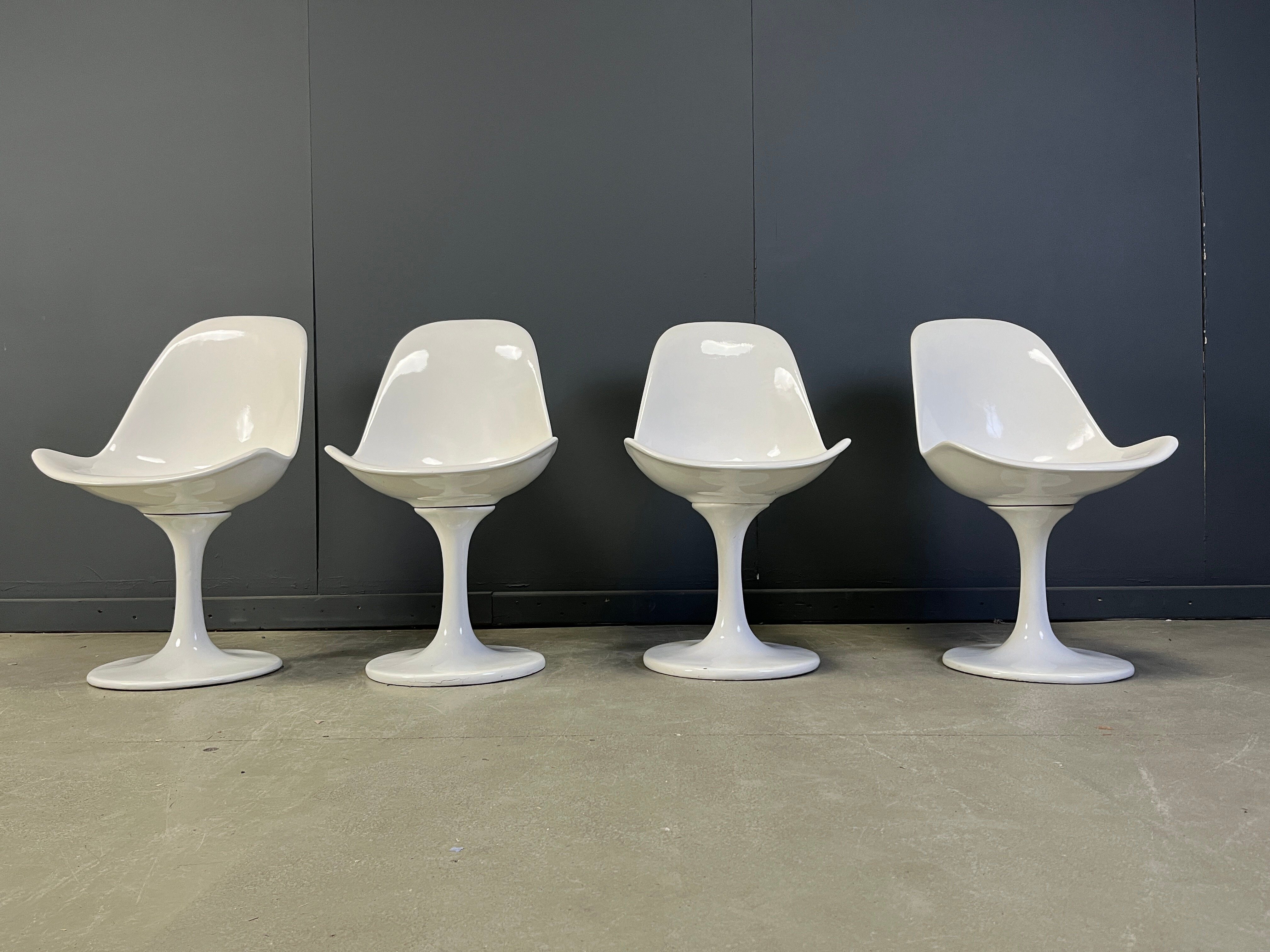 Vintage fiberglass space age tulip dining chairs, set of 4 - 1960s
