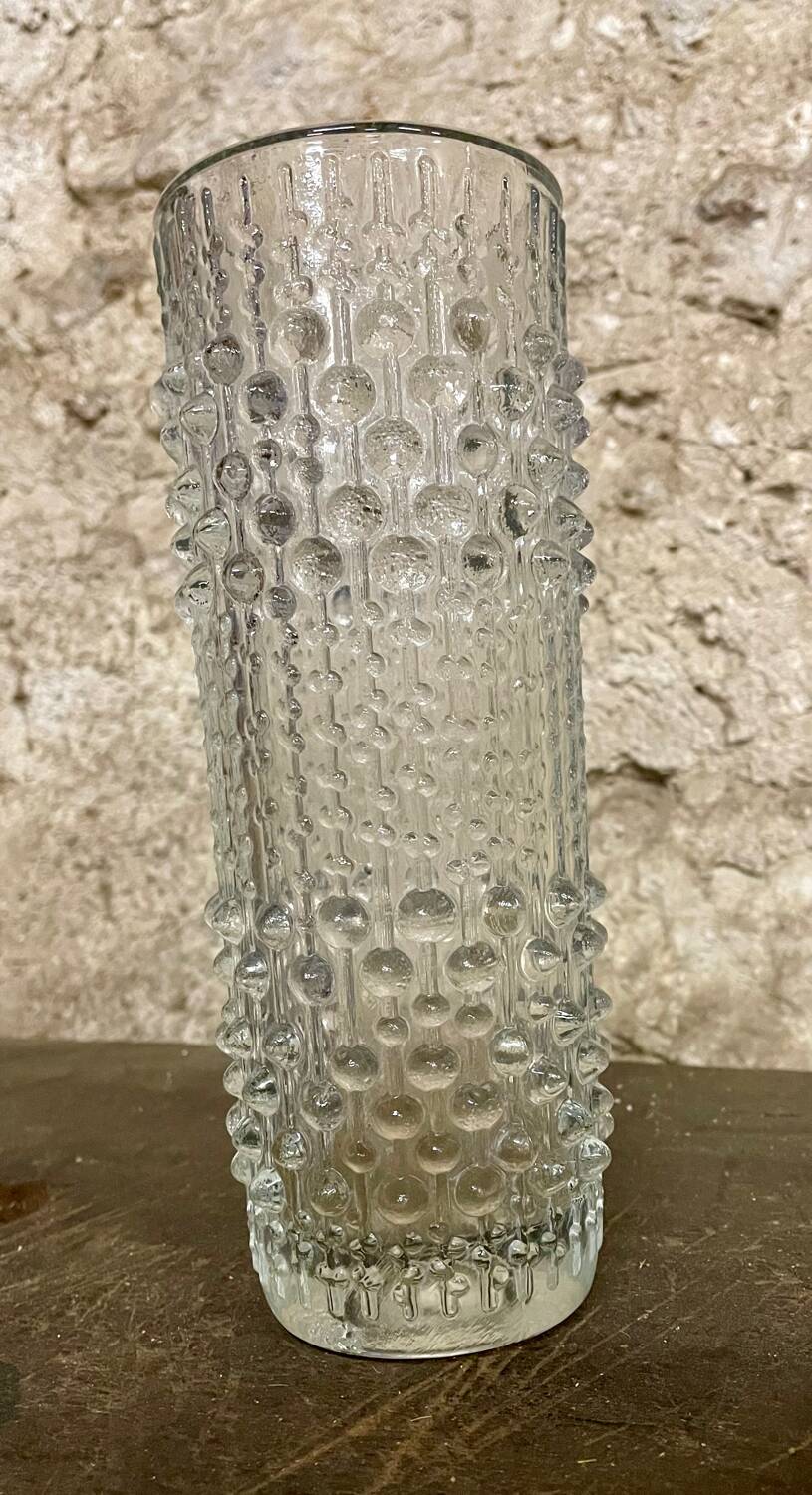 Vintage molded glass vase – Sklo Union (Czechoslovakia), 1960s/