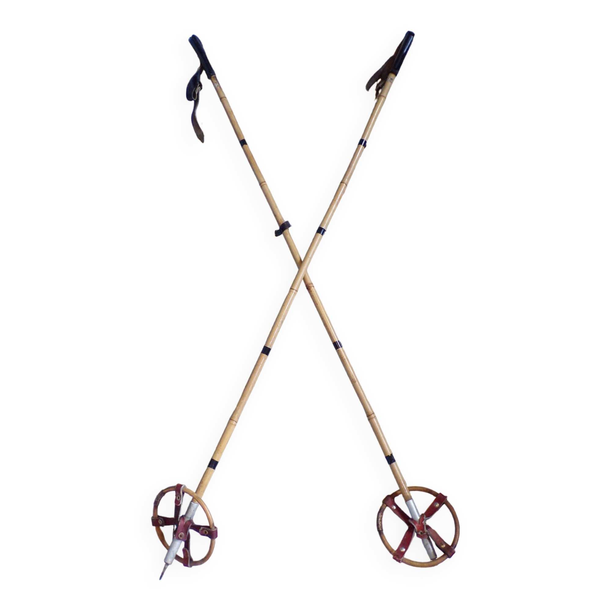 Pair of vintage ski poles in reed 125cm