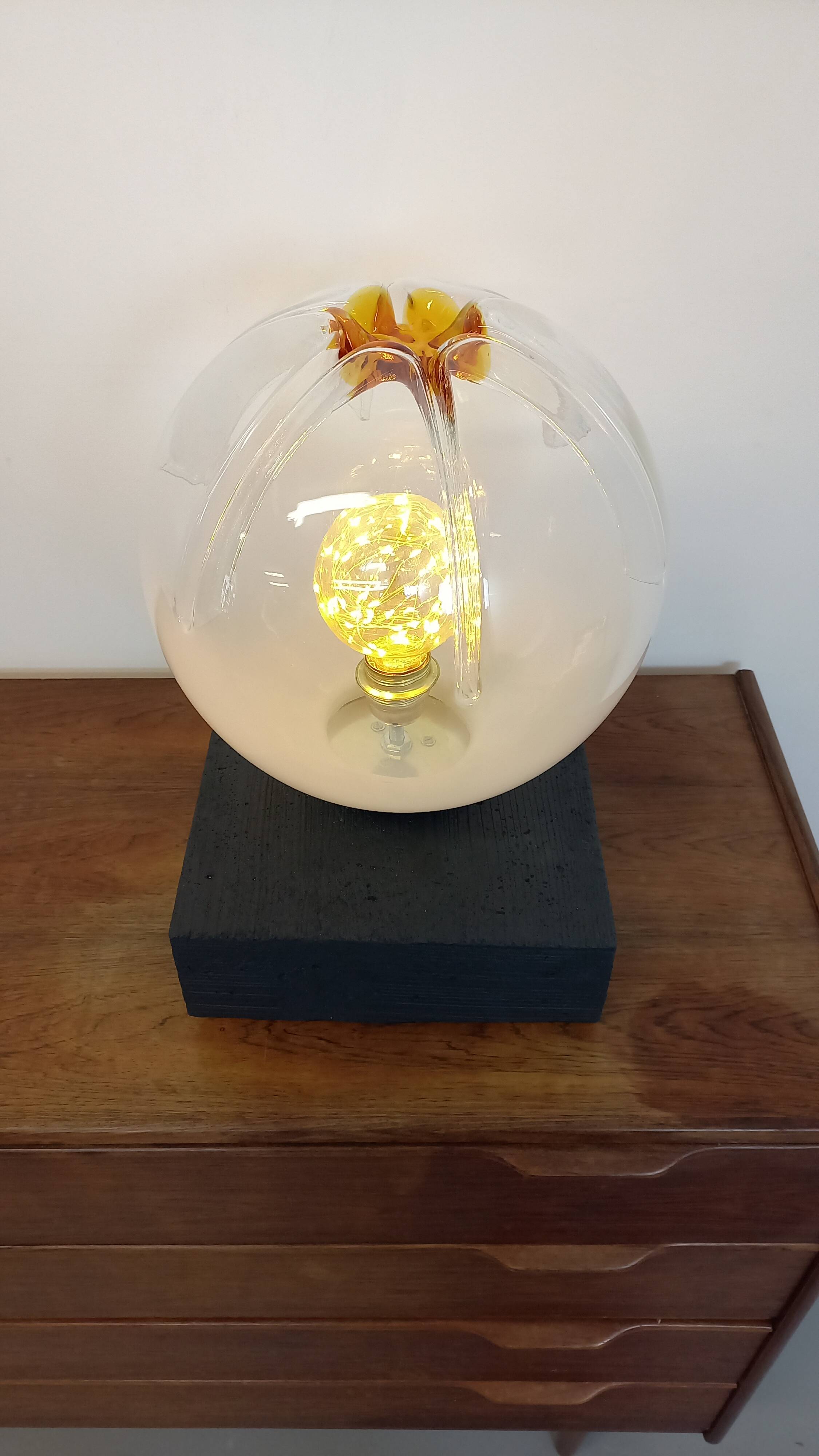 Vintage Mazzega table lamp made of Murano glass from the 1970s.