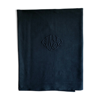 Old sheet in pure washed linen tinted in charcoal black
