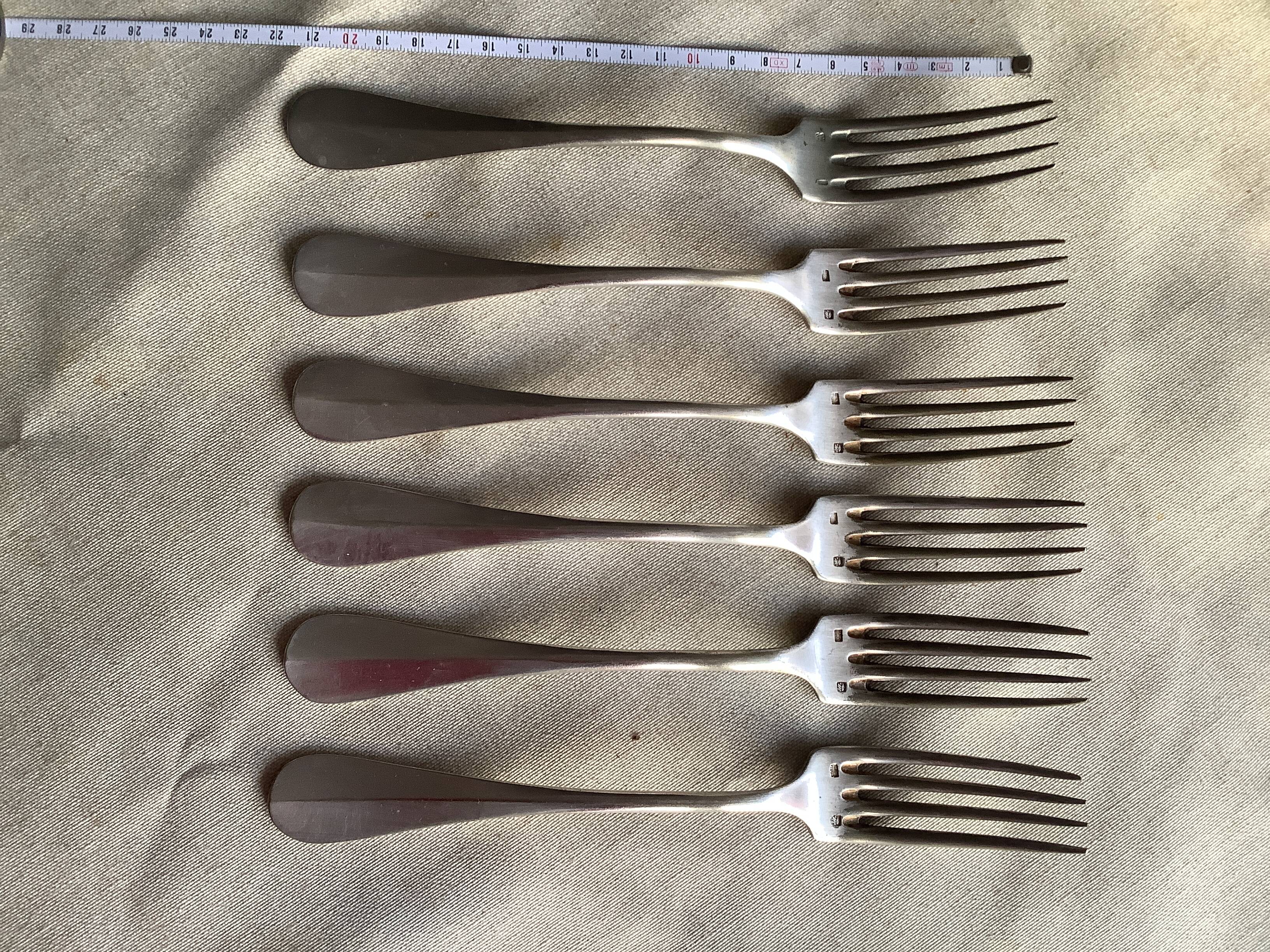 Silver-plated forks with hallmarks