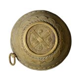 Ancient bronze ethnic pot, handcrafted in India.