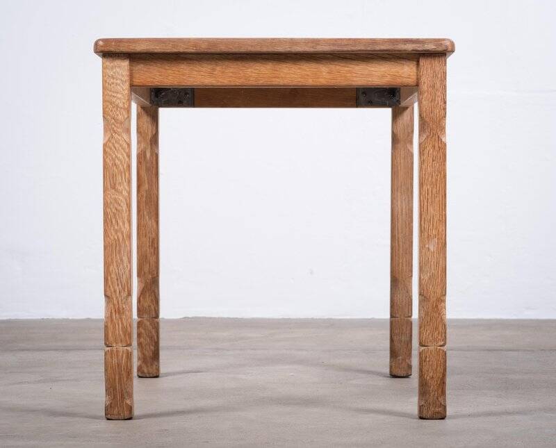 Brutalist Oak Side Table with Tiles, Denmark, 1960s