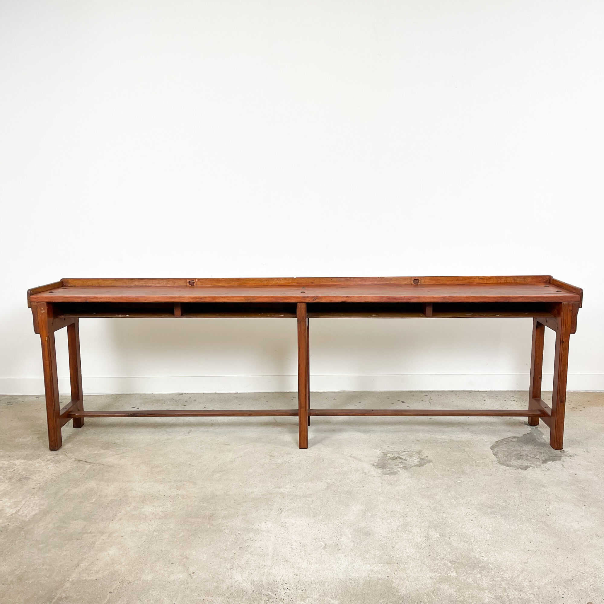 Large industrial wooden console table