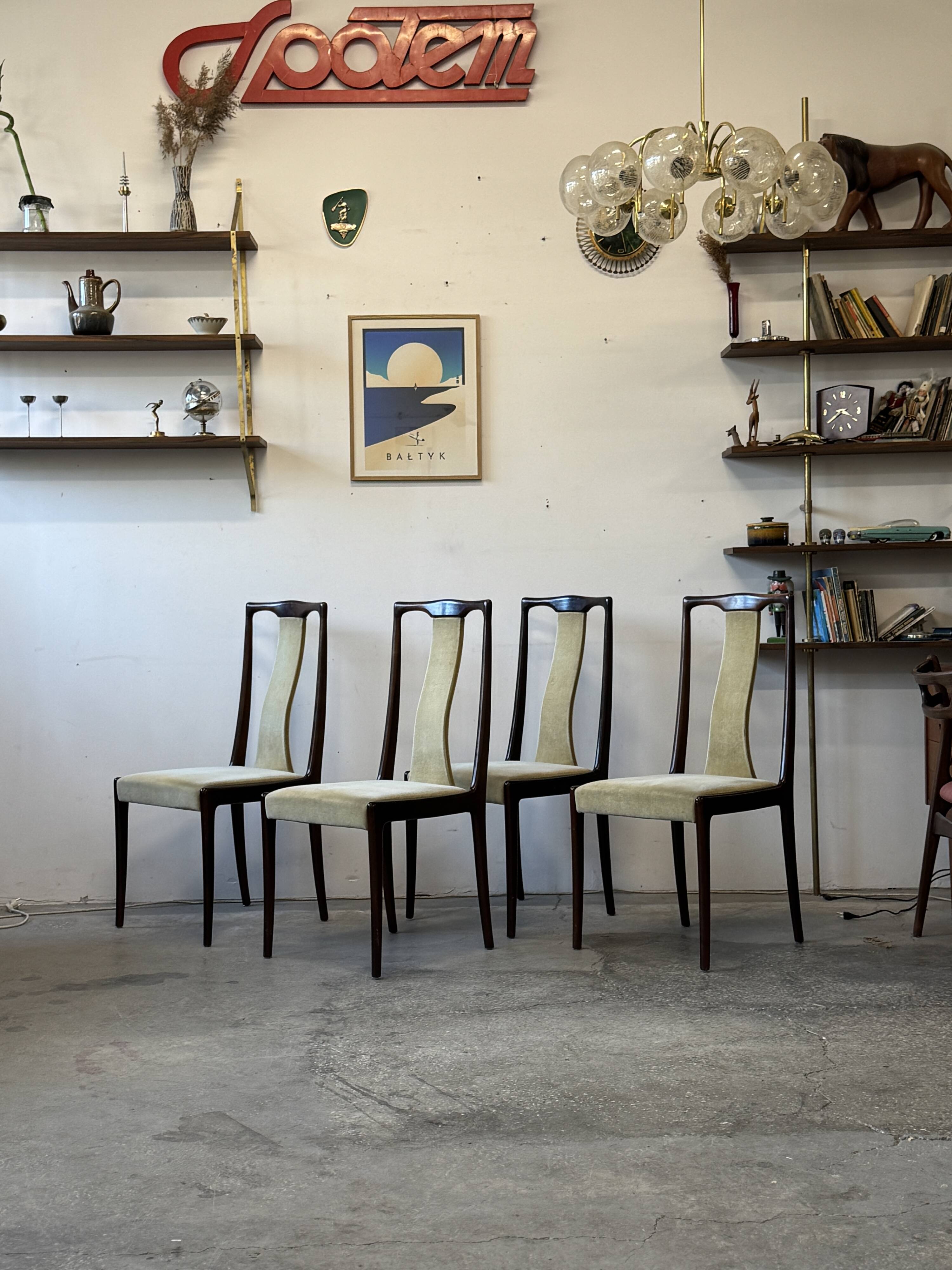 Set of 4 dining chairs, Lübke Germany 1960s, vintage