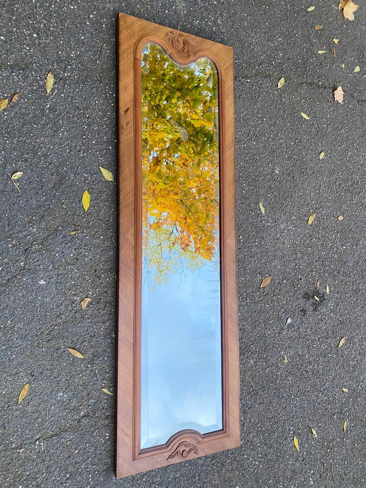 Miroir biseauté en chêne massif sculpté 50x165cm