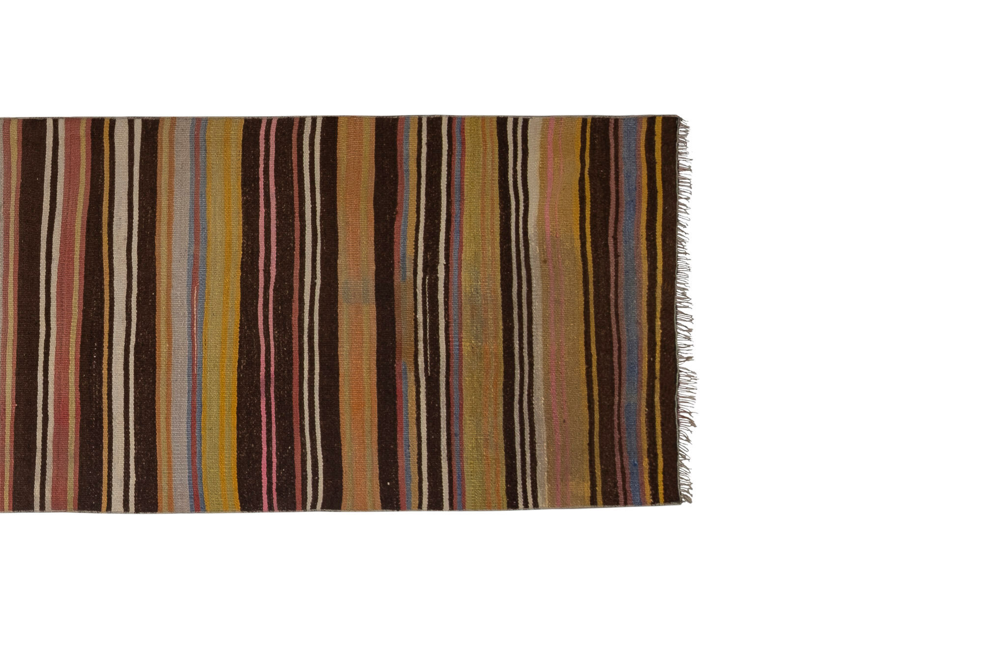 Striped Colorful Vintage Kilim Runner Rug 80 x 363 cm