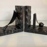 Pair of black wooden bookends
