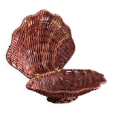 Vintage shell box in woven wicker