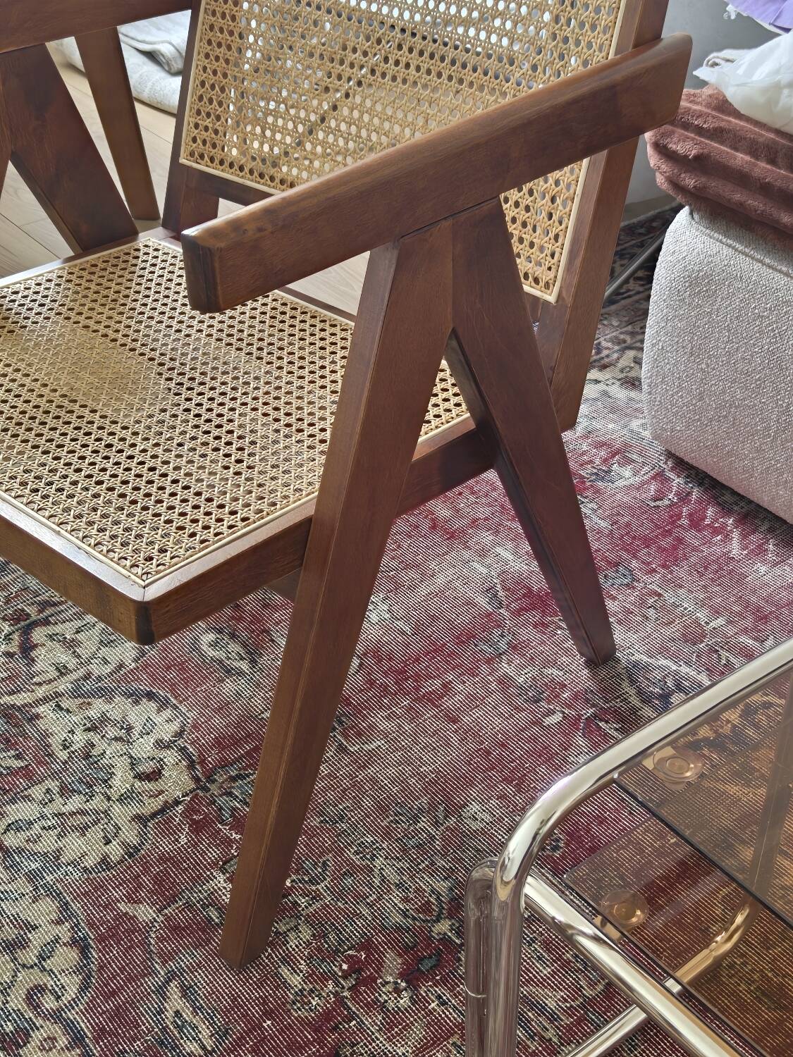 Scandinavian armchair in rattan & solid birch – Swedish vintage