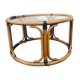Bamboo round coffee table and vintage smoked glass 70