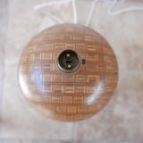 Lampe danoise de table en bois globe de mi-siècle par Dyrlund