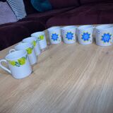 Set of 8 vintage 70's porcelain coffee cups