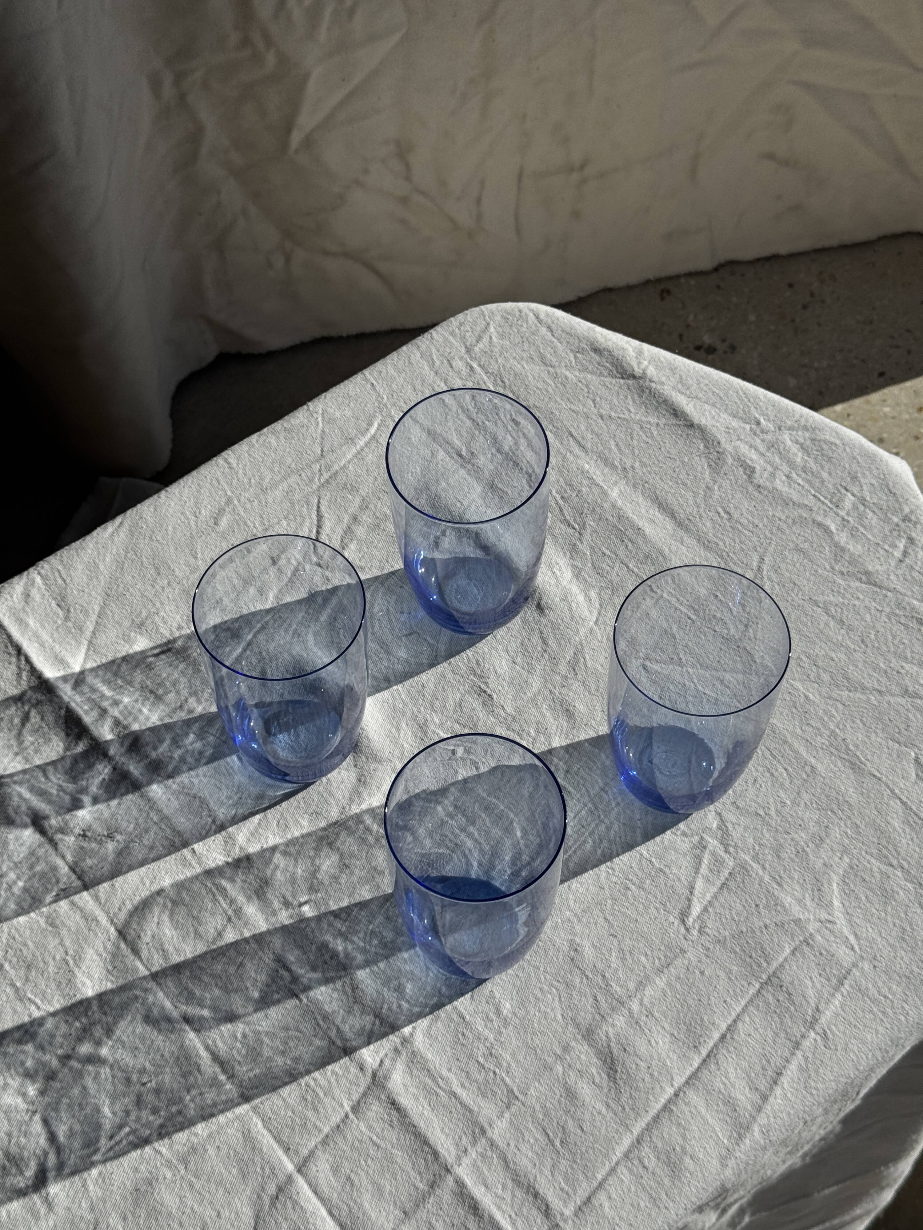 Set of 4 blue orangeade glasses H14