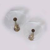 PAIR OF VINTAGE 1950S WALL LAMPS IN BRASS AND GLASS, ITALIAN DESIGN