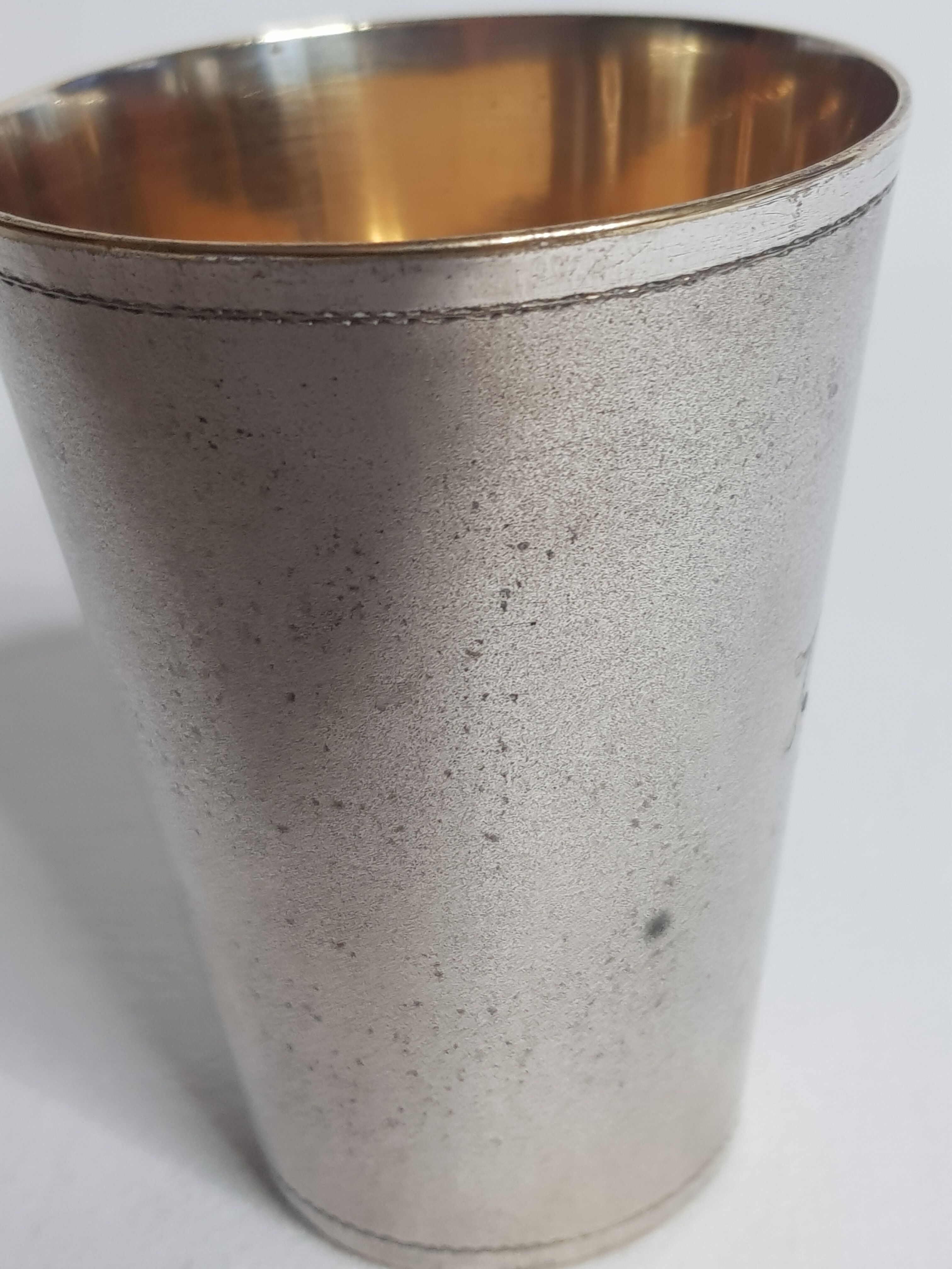 Louis XV-style old silver metal timbale, monogrammed "OA"