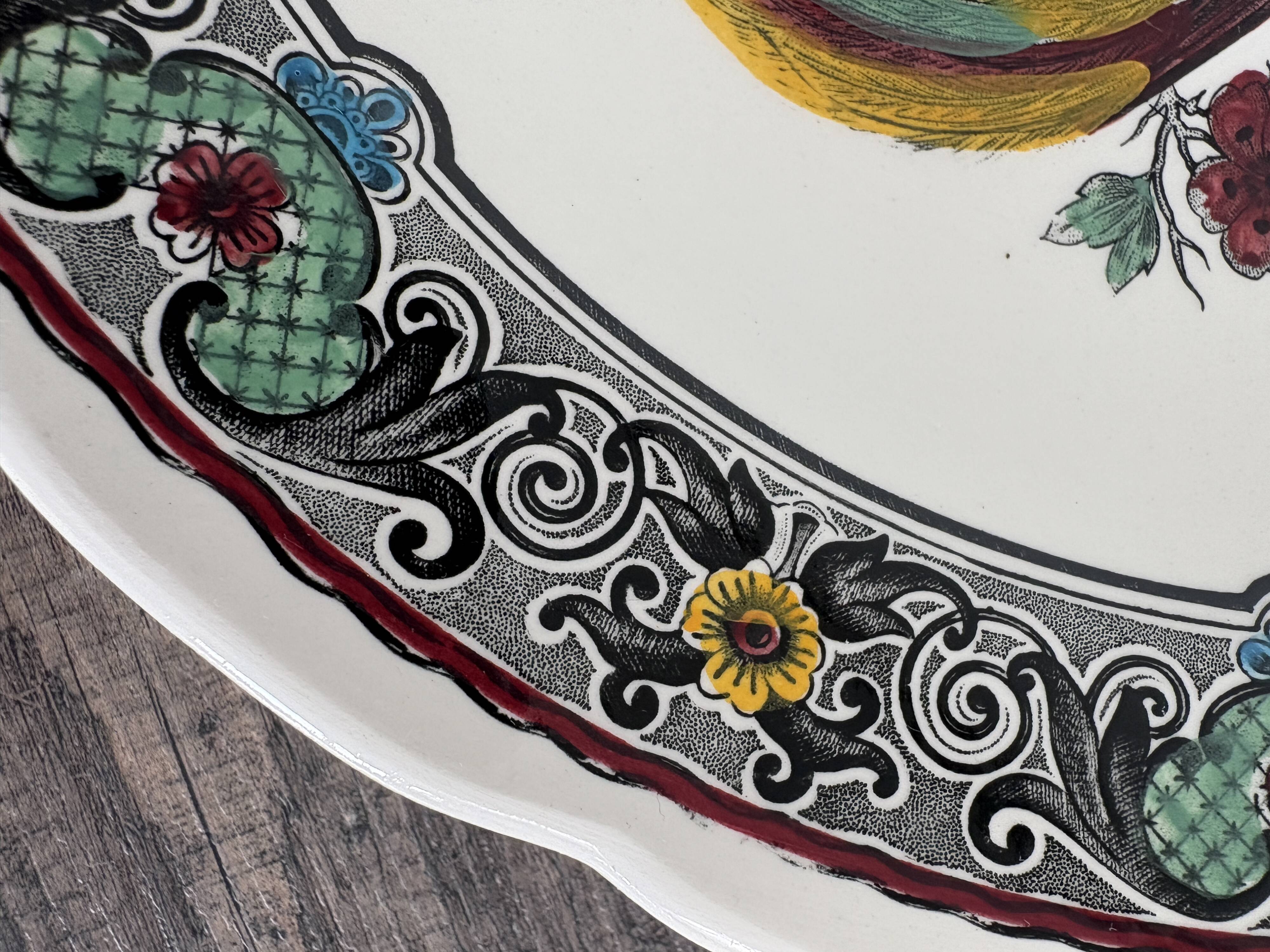Large antique plate decorated with birds and flowers – Boch for Royal Sphinx